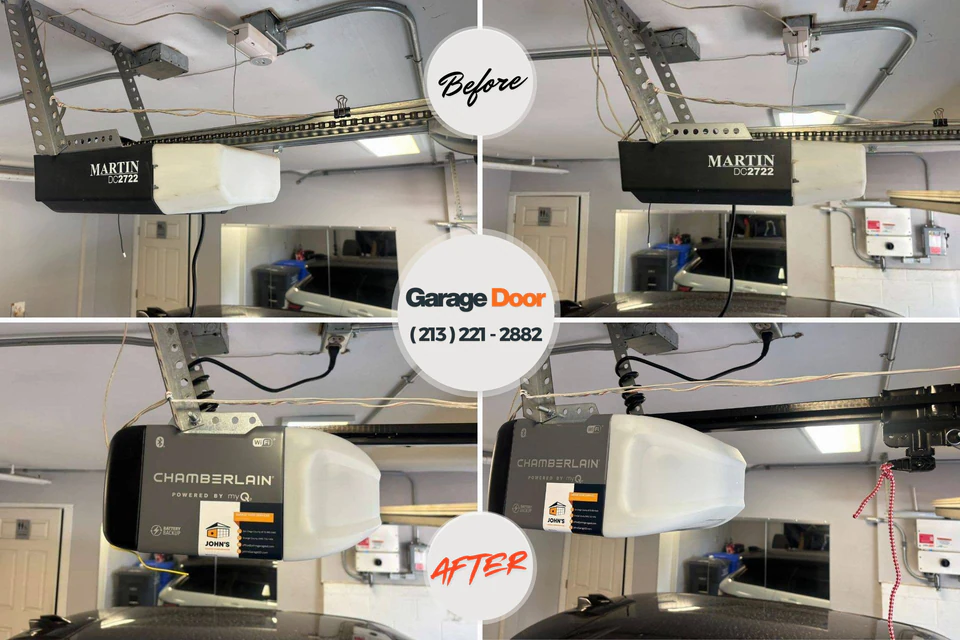 Before and after: garage door repair Bremen, IN